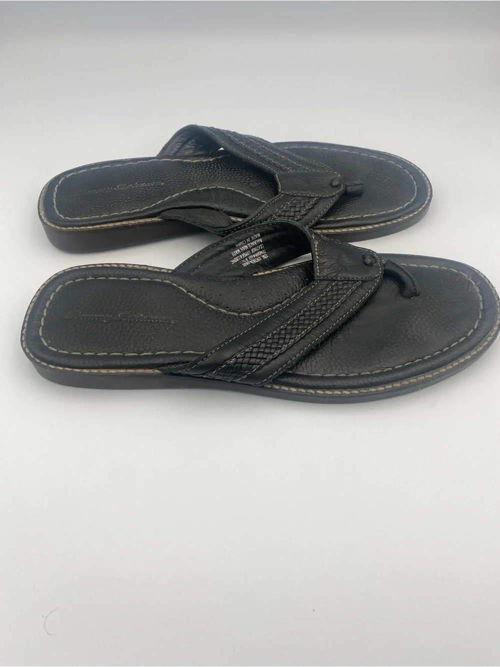 Tommy Bahama Black Leather Flip-Flops
